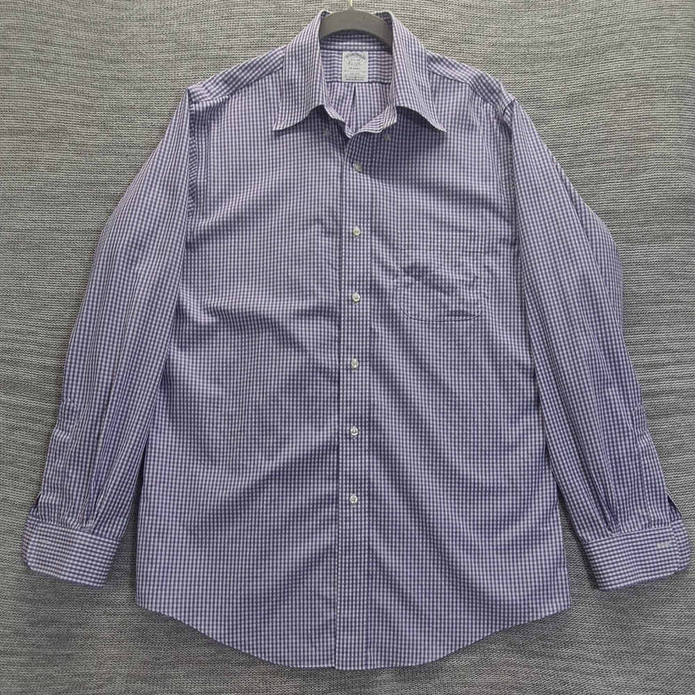 Brooks Brothers Lavender & White Gingham Dress Shirt